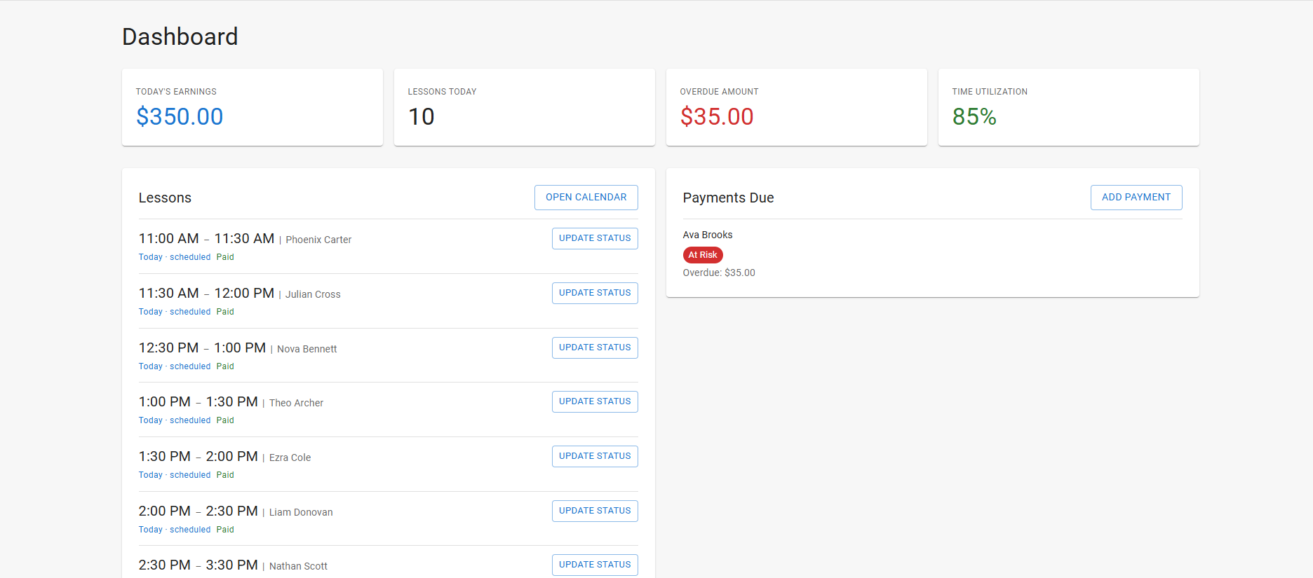 Screenshot of App Dashboard